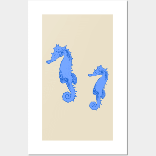 Blue seahorses Posters and Art